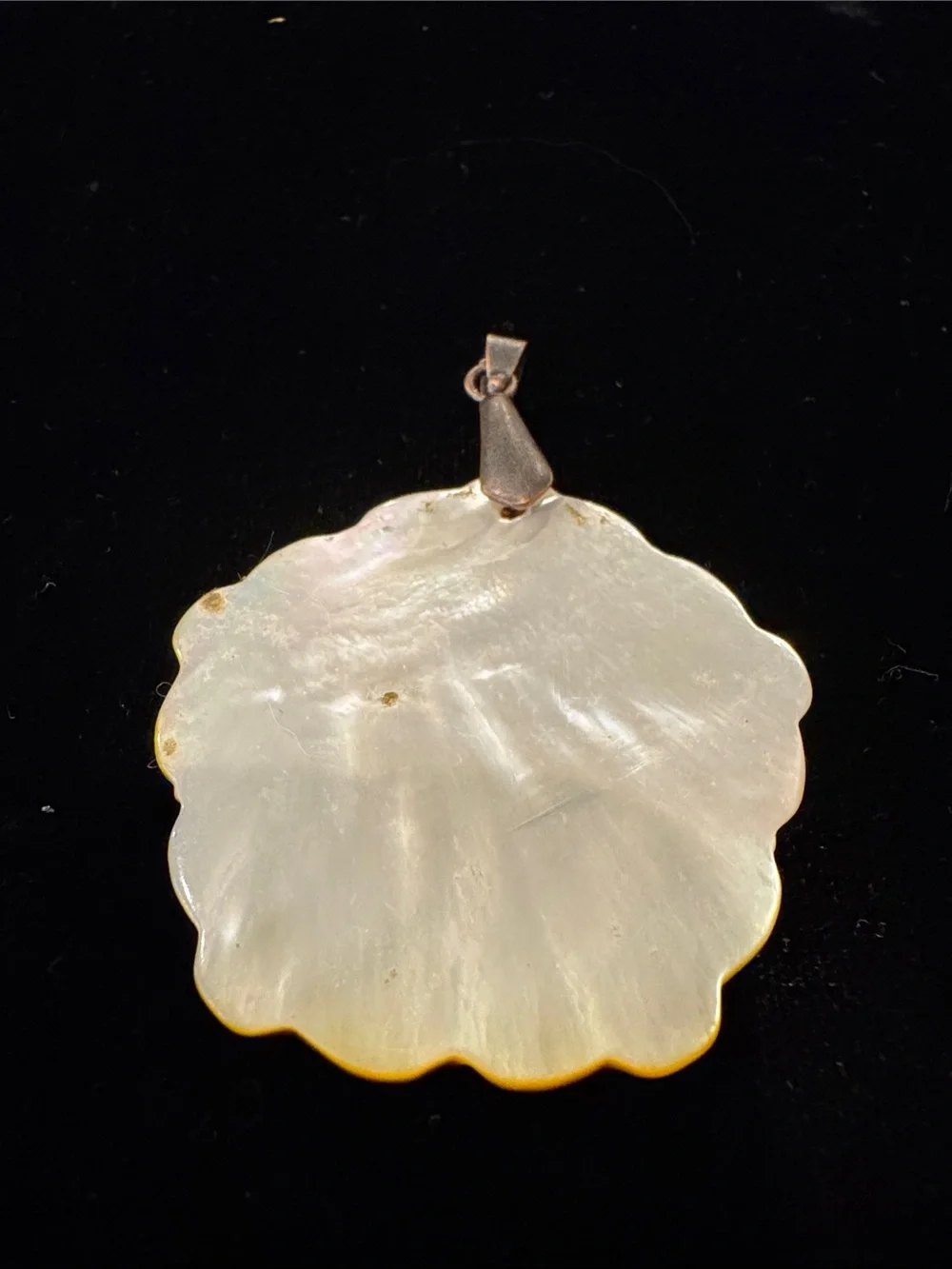 Lovely Iridescent Mother-of-Pearl Rose Pendant